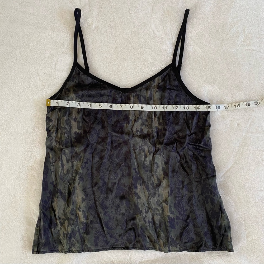 ALLSAINTS army olive green print tank top cami w/ black spaghetti straps XS - S - Picture 3 of 7